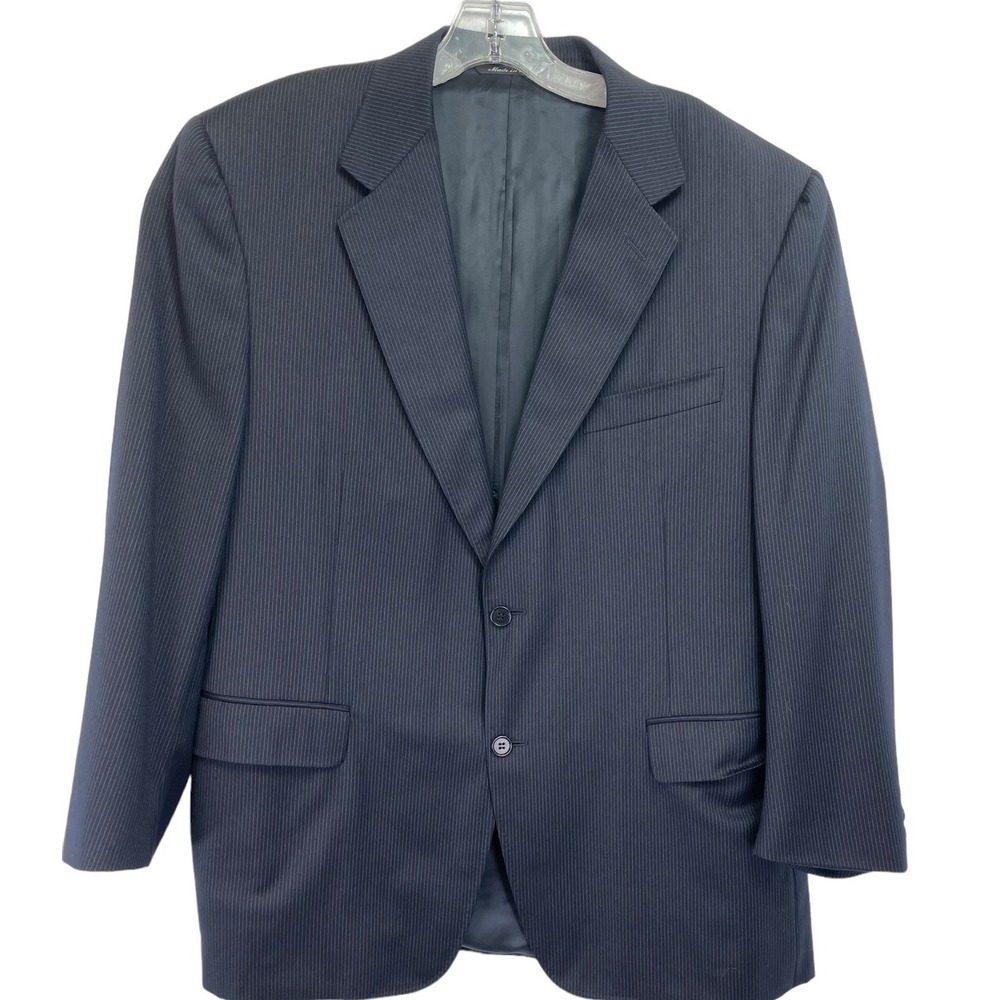 Canali Wool 2 Button Blazer Sz 54 Navy Blue Stripe Sport Coat Italy Made (BB28)‎